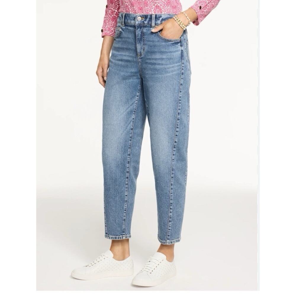 Vintage Talbots Mom Stretch High Rise Straight Leg Blue Denim Jeans Size 14P